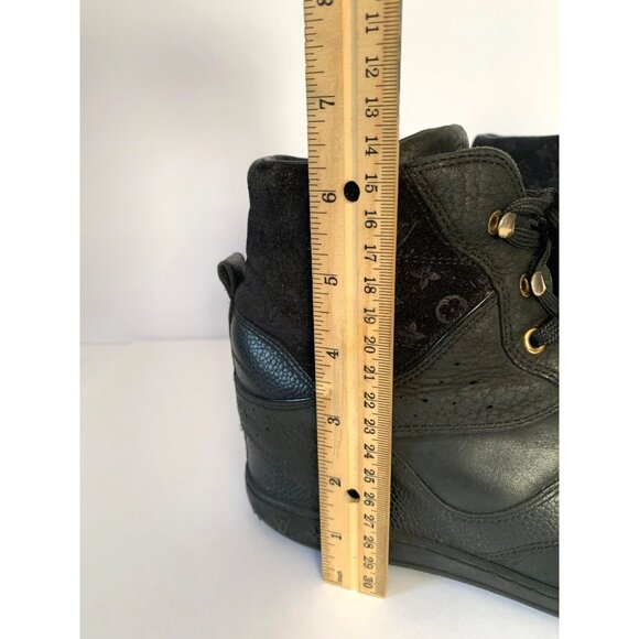 Louis Vuitton Women's Sz 37 Black Leather and Suede Millenium Wedge High-Top - Picture 11 of 15